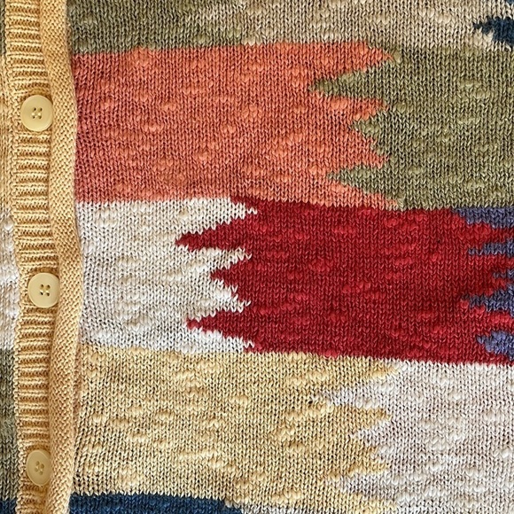 Cotton Blend Women’s Sweater Top Cardigan Large Southwestern Patchwork Colorful - Picture 16 of 16